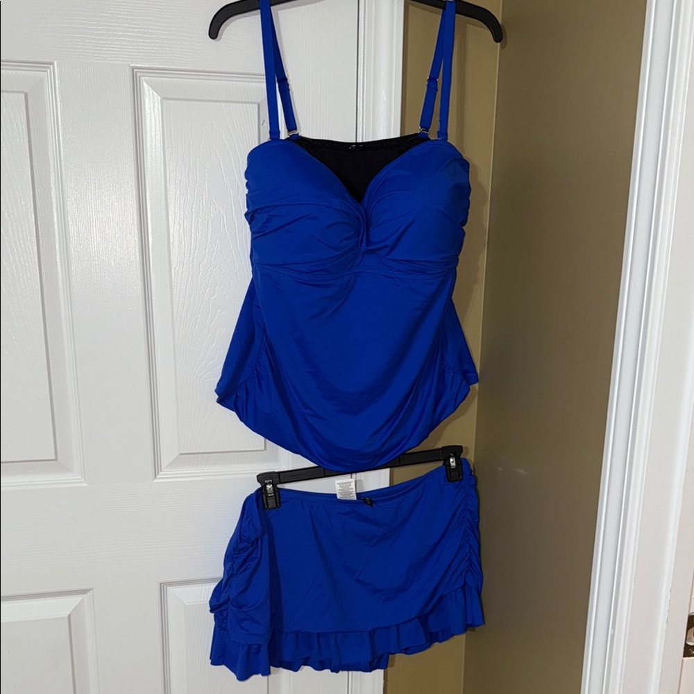 La Blanca Cobalt Blue Tankini with Skirted Bottom